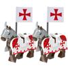 Medieval Military Castle Knight Building Blocks Riding Horse Wolf Bear Animal Vest Weapon Flag Saddle Dragon Toy Brick Gift K024