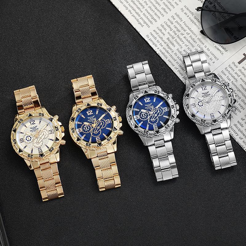 Men's Casual Fashion Alloy Watch with Large Dial and Blue Light Quartz