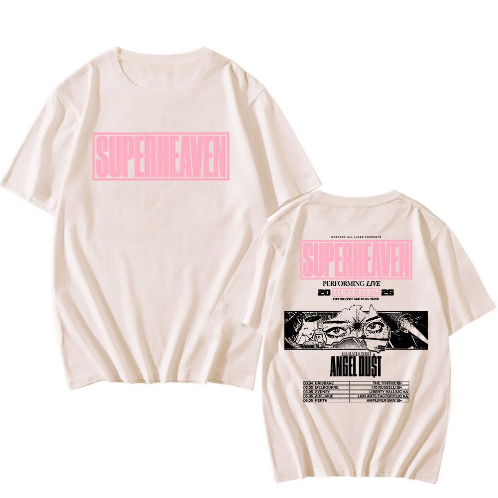 SUPERHEAVEN Australian Tour 2026 T-shirt Unisex Streetwear Summer Cotton Men/Women Tshirts Graphic Printing Merch Hip Hop