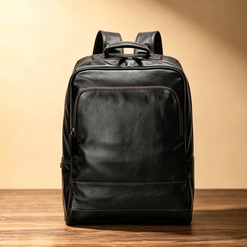 Genuine Leather Men's Large Capacity Business & Travel Retro Backpack