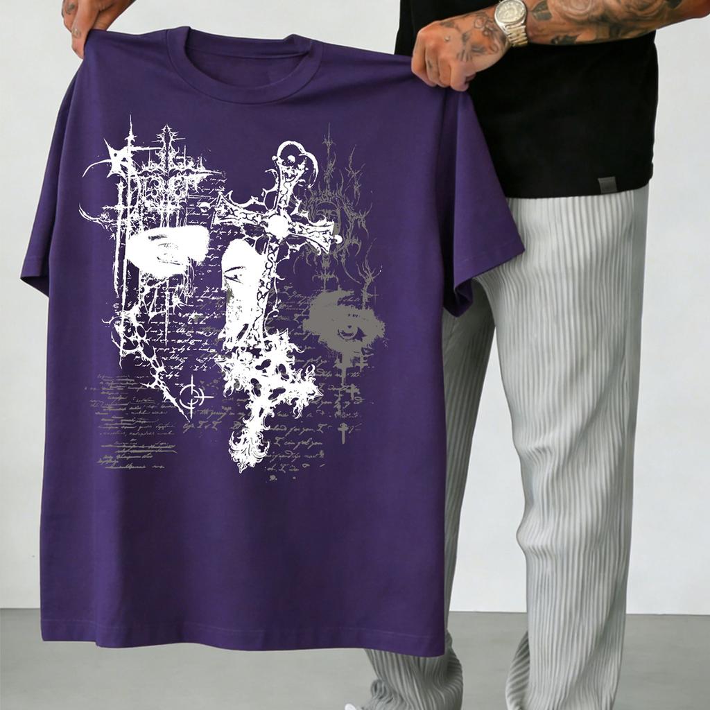 Men's T-Shirt with Thorn Cross in Dark Fashion Style