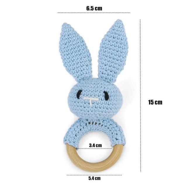 1Pc Crochet Animal Bear Rattle Toy Soother Bracelet Wooden Teether Ring Baby Product Mobile Pram Crib Wooden Toys Newborn Gifts