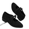 Large Size Shallow Lace-up Fashion Single Shoes  Spring New European and American Versatile Thick Heel Pointed  Shoes