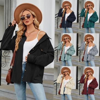 Women's Casual Fashion Solid Color Pocket Button Jacket for Autumn and Winter