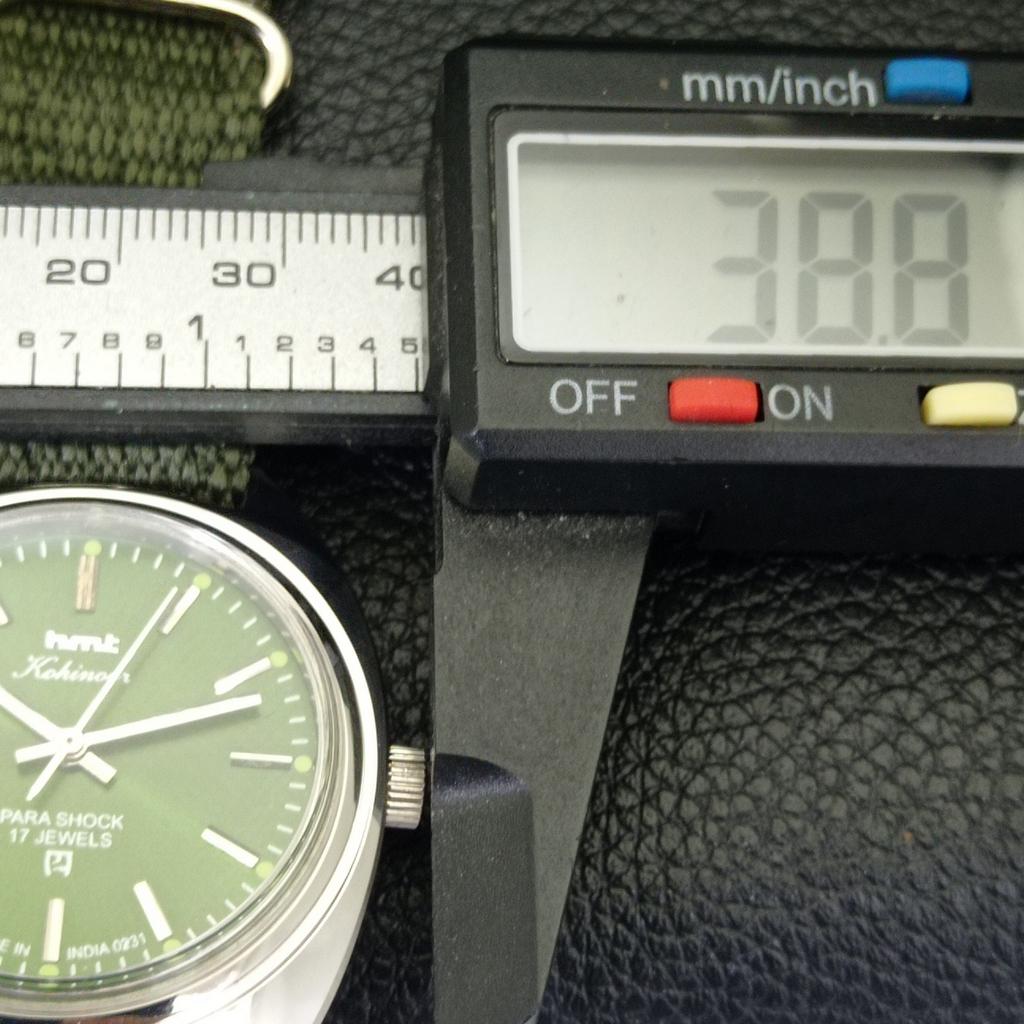 INDIAN VINTAGE HMT KOHINOOR HAND-WINDING MENS GREEN COLOR DIAL WATCH A441049-4 HT-a441049