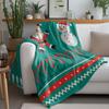 TU Festive Throw Blanket Christmas Decor Holiday Gift Cozy Flannel Fleece Santa Claus Pattern Reindeer Design Winter Warmth Home
