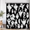 Halloween Shower Curtain Funny Spooky Pumpkin Skull Bat Flower Plant Night Forest Bath Curtains Home Bathroom Decor with Hooks