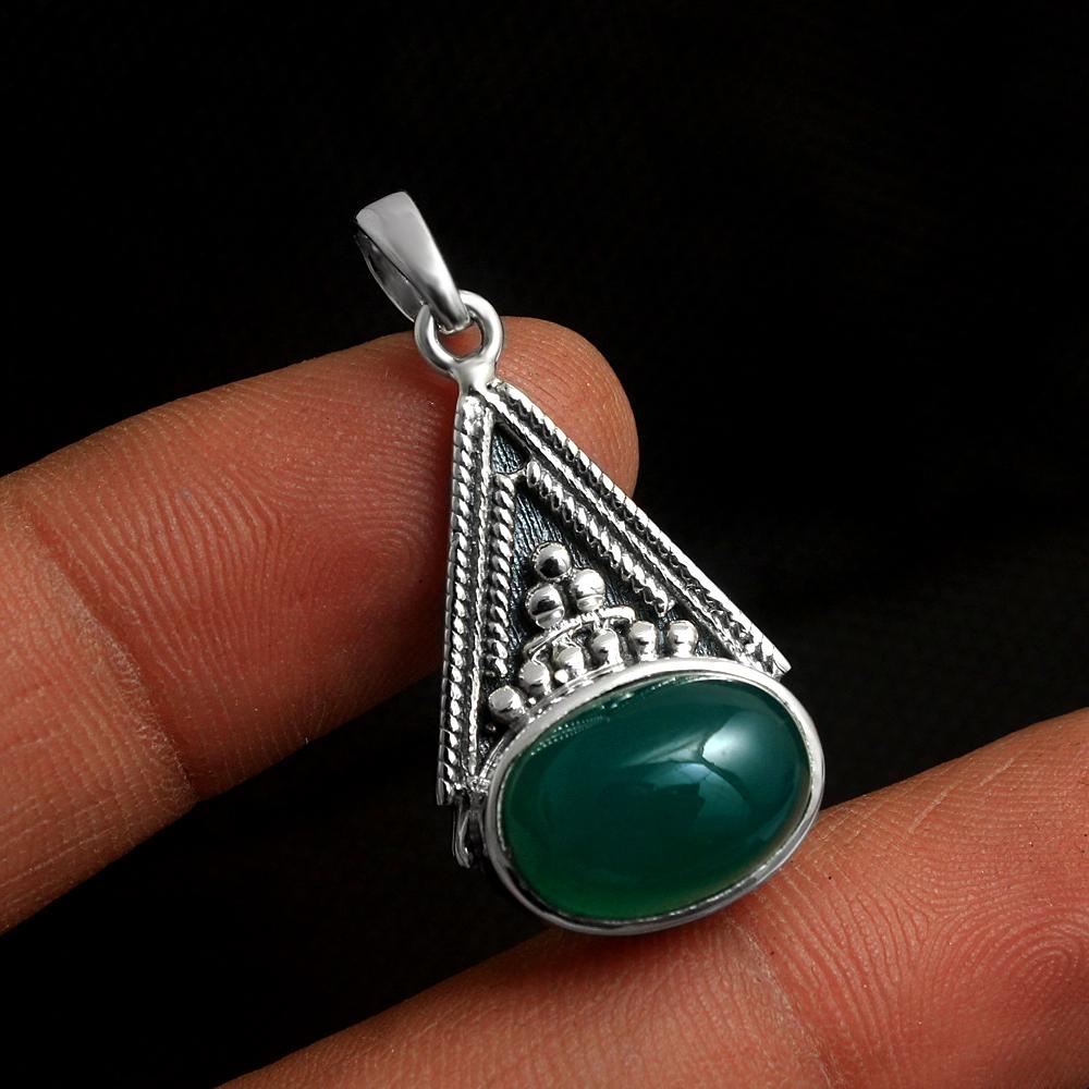 Green Onyx Pendant, Silver Pendant, Handmade Jewelry, 925 Sterling Silver, Silver Jewelry