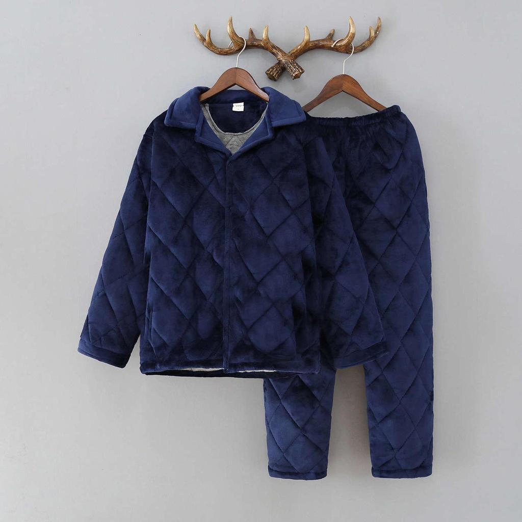Men's Winter Cotton-Padded Jacket & Thick Coral Fleece Pajamas for Prisoners