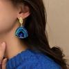 Elegant Blue-Green Gradient Irregular Fan-Shaped Silver Needle Earrings for Women