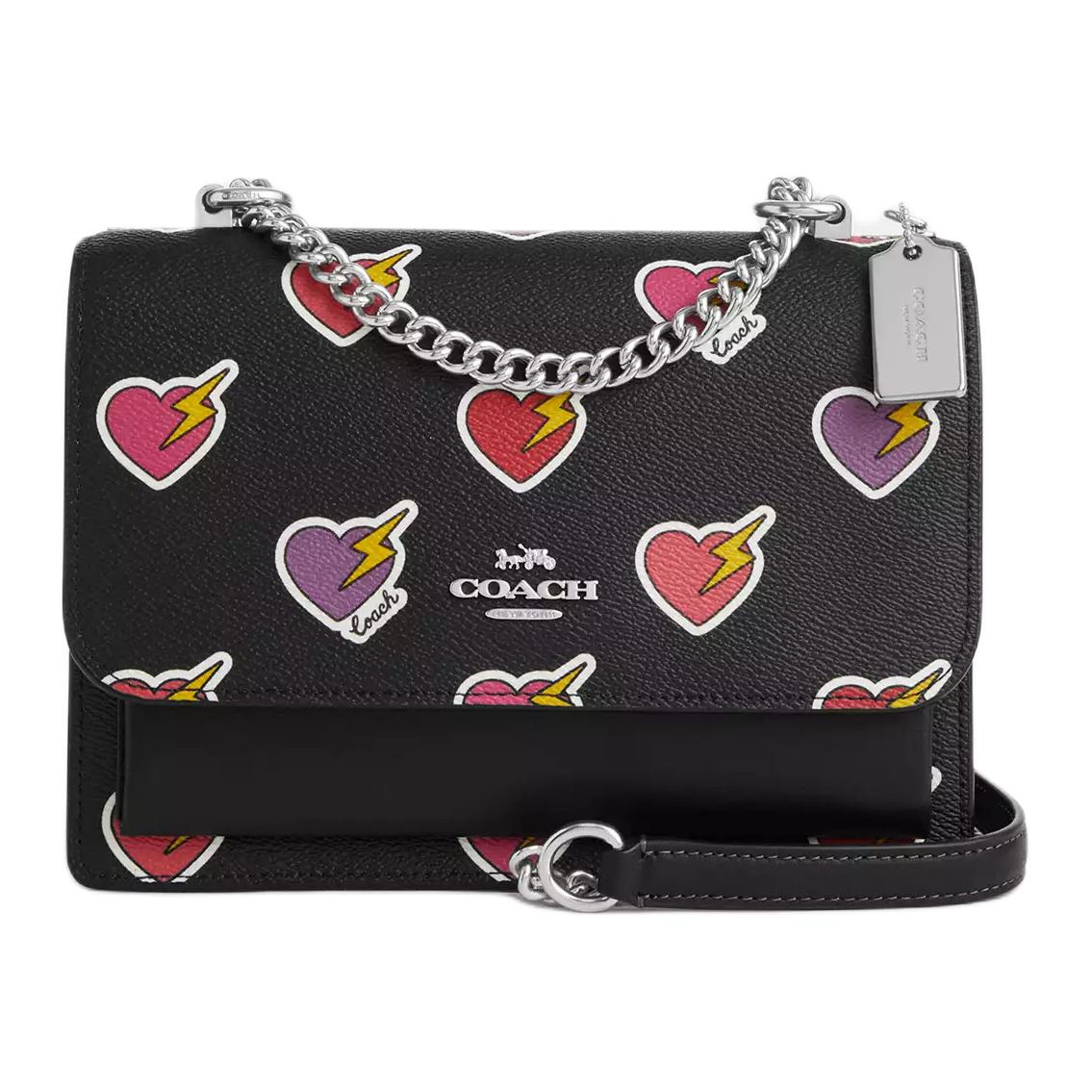 

Coach Klare 22 Heart Bolt Coated Canvas Crossbody Bag Small Novelty Print Women crossbody bag Silver Black Multicolor CW436-SVA47 Basic Set (Bag+Dust Bag)