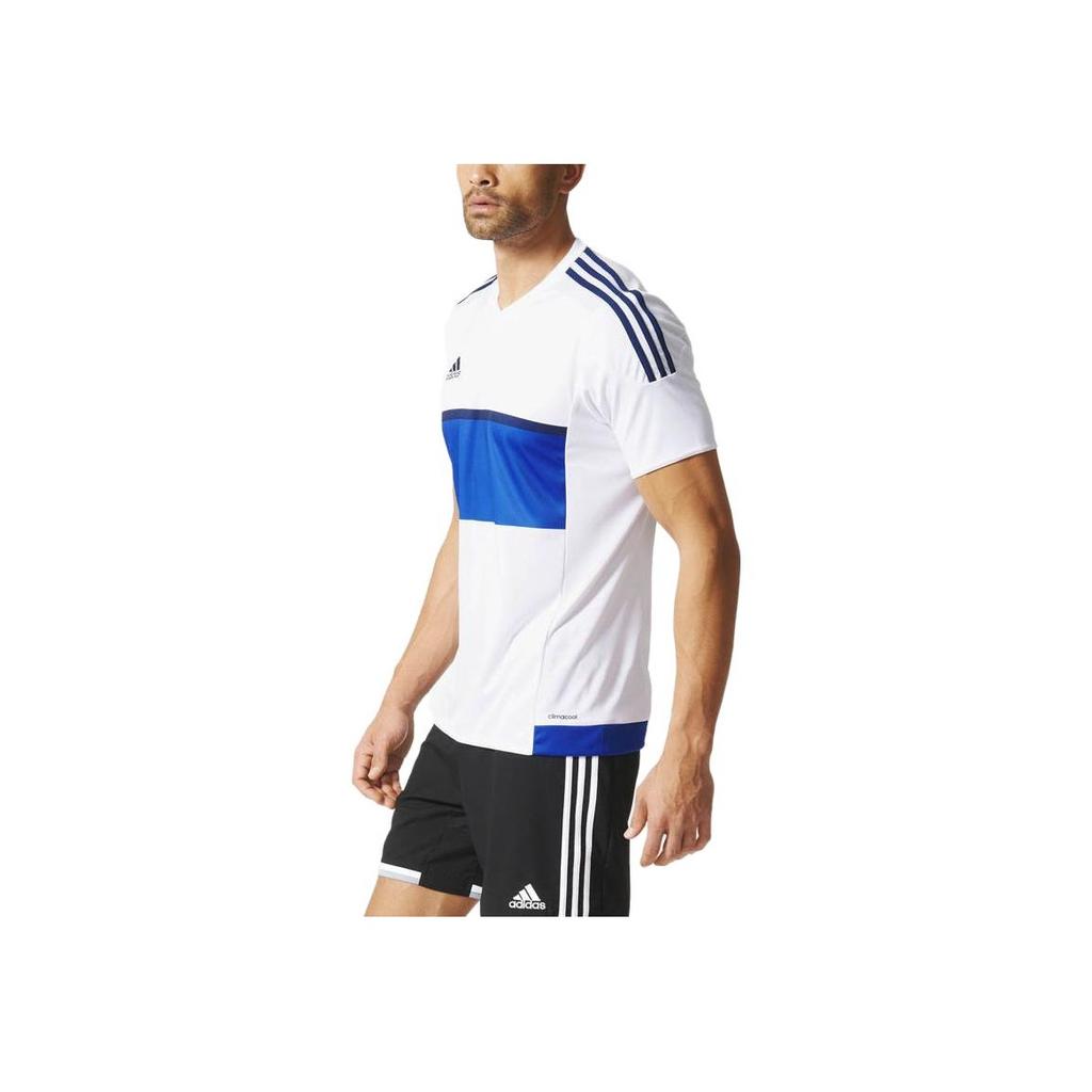 Adidas Logo Sports Round Neck Short Sleeve Football Jersey Retro Men jersey Blue AO1653