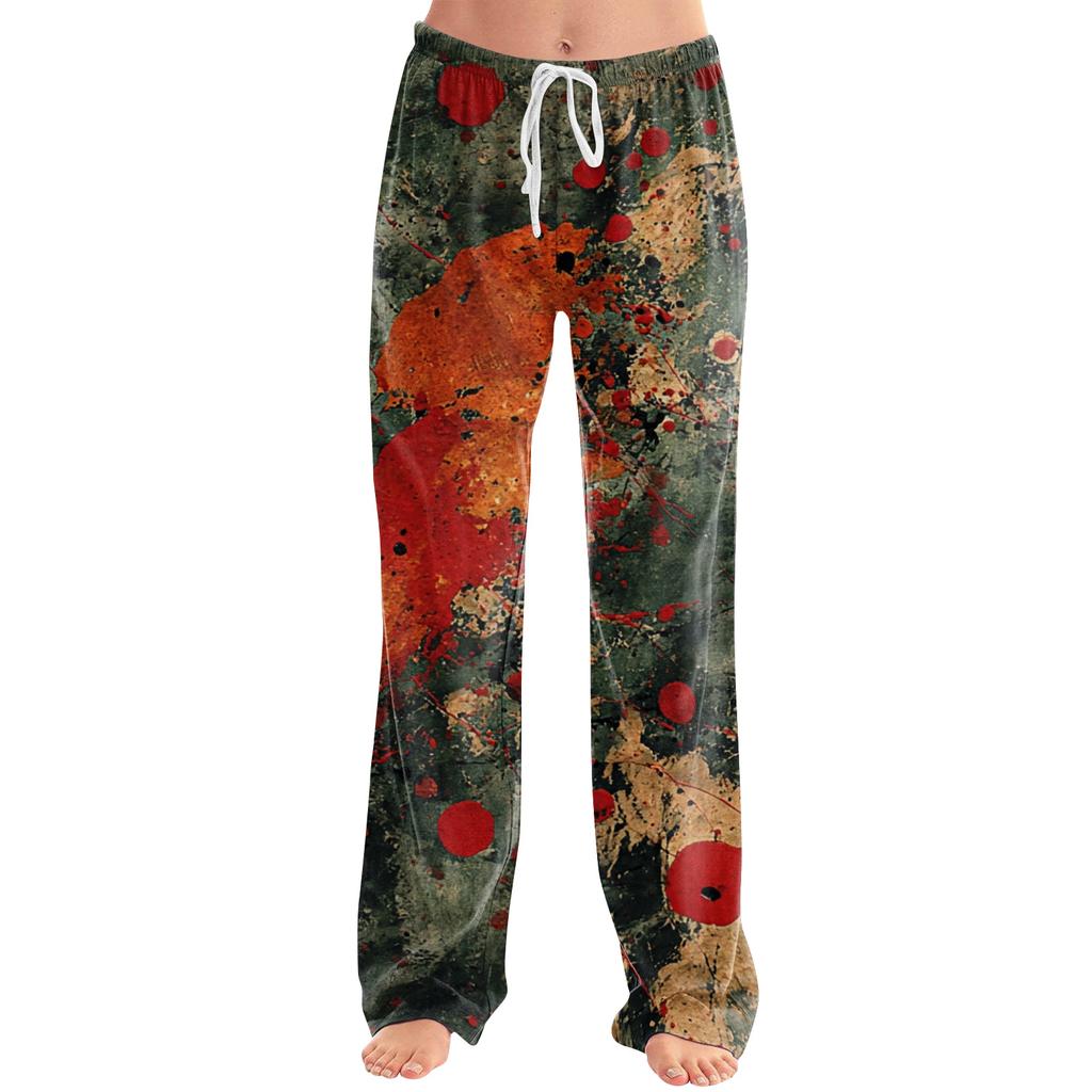 Women's Drawstring Lounge Pants Halloween Print Casual Full Length Soft Fabric Elastic Waistband Relaxed Fit Trousers