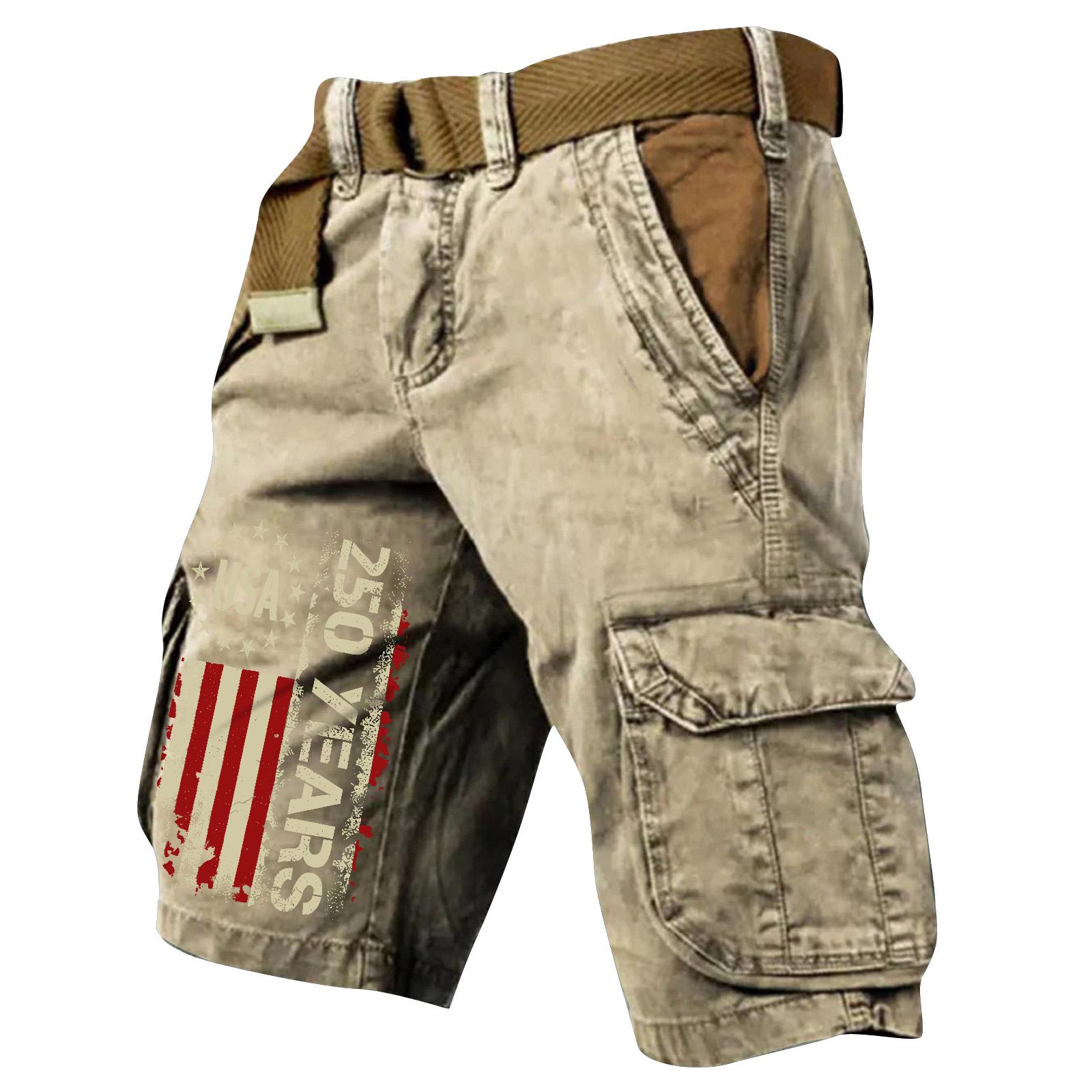 Viper Heren Cargo Shorts met Meerdere Zakken Relaxte Pasvorm Bedrukt Ontwerp Lichte Casual Shorts voor Dagelijks Gebruik L kaki