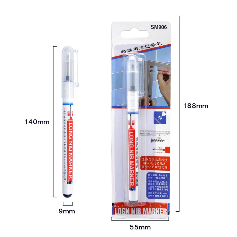 Long Head Markers 20mm Deep Hole For Metal Perforating Pen Waterproof Bathroom Woodworking Decoration Multi-Purpose Stationery