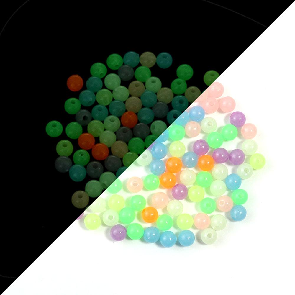 100Pcs/lot Luminous Round Acrylic Colorful 6/8/10mm Green Luminous Loose Spacer Beads For Jewelry Making DIY Bracelet Necklace
