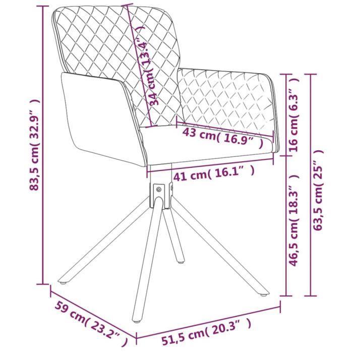 VidaXL Chaises pivotantes de salle à manger 2 pcs Noir Velours 344796