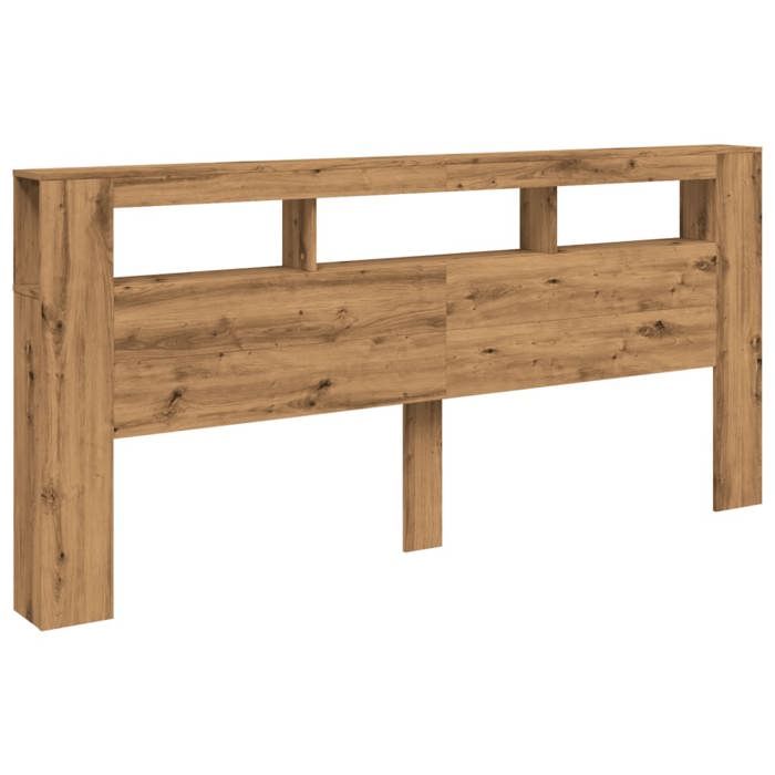 VidaXL LED Headboard Artisan Oak 220x18.5x103.5 Cm, Headboard, Headboard with Shelves, Bedroom Headboard of 857695