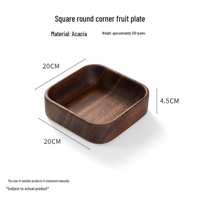 Solid Walnut Wooden Fruit & Salad Bowl - Round Plate for Dining & Household Use