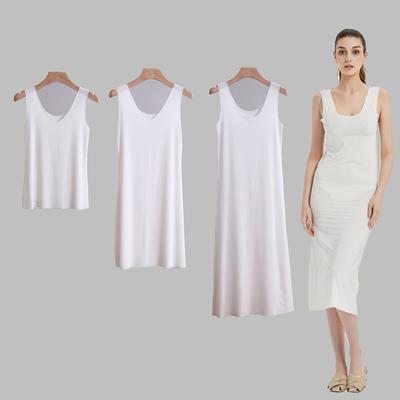 Plus Size Full Slips Kleider für Damen, dünn, nahtlos, Eisseide, Sommer-Petticoat, Unterrock, ärmelloses Innenwestenkleid, 5XL