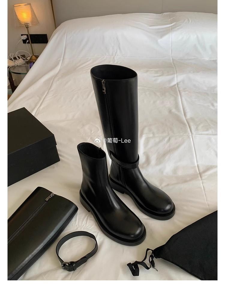 

Cowhide~ Grape Mom has the same leather boots for women, detachable knight boots, high boots, thick-soled thick-heeled boots. 35