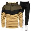 Men's Color Block Hooded Sweatshirt Set - Casual Sportswear for Autumn/Winter 2025