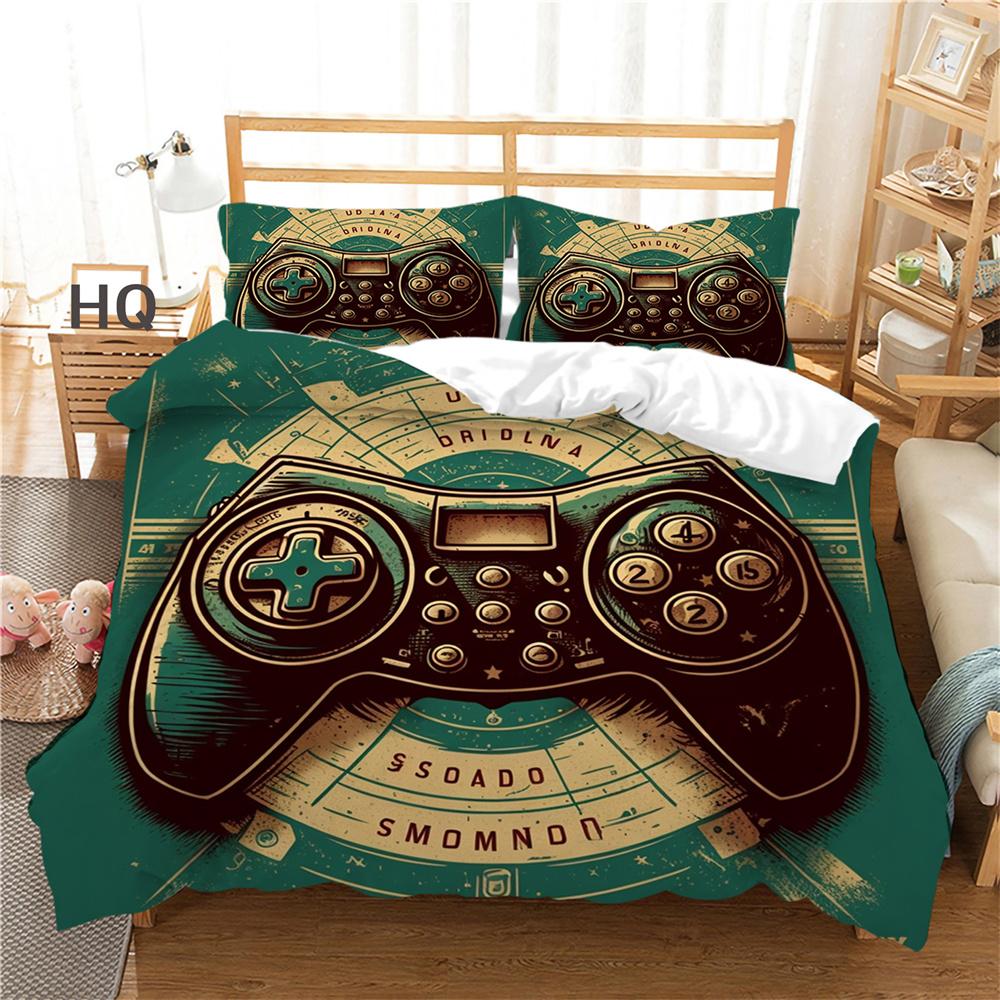 Herní konzole Povlečení s potiskem King Size Přehozy Boy Kid Polyester Design Luxusní sada povlaků na přikrývky