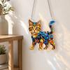 Cat Stained Glass Pendant with Easy Hang Style Suncatcher Acrylic Metal Chain Window