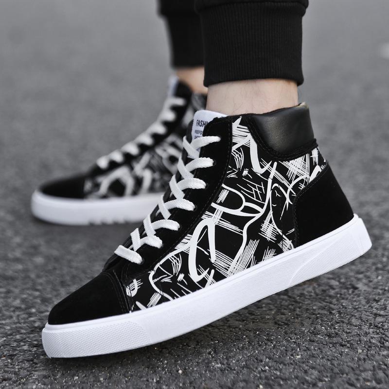 Autumn Student Canvas Male Casual Zapatos De Hombre Mens Shoes Casual Tenis Masculino Adulto Erkek Ayakkabi High Top Sneakers