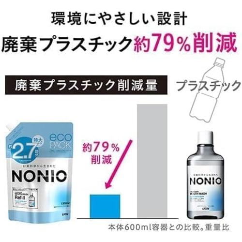 [.co.jp Exklusiv] [Große Nachfüllpackung] NO NIO Clear Herb Mint Mundwasserbeutel, Tötet Mundgeruch verursachende Bakterien (Enthält Alkohol), 1300ml