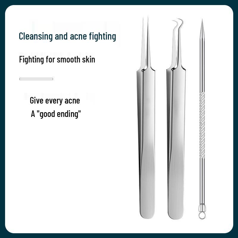 

Инструмент для удаления черных точек из нержавеющей стали: Игла, Пинцет и Скребок для Экстракции Акне и Комедонов 3-piece Set