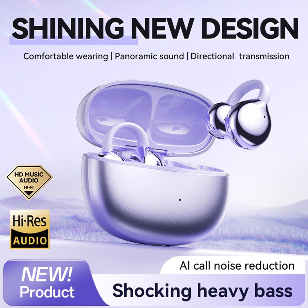 Wireless Bluetooth Translation Headset Ear Clip Type Ultra Long Life Conduction Sports Noise Reduction Bluetooth 5.4 Charging Type-C IPX5 Waterproof