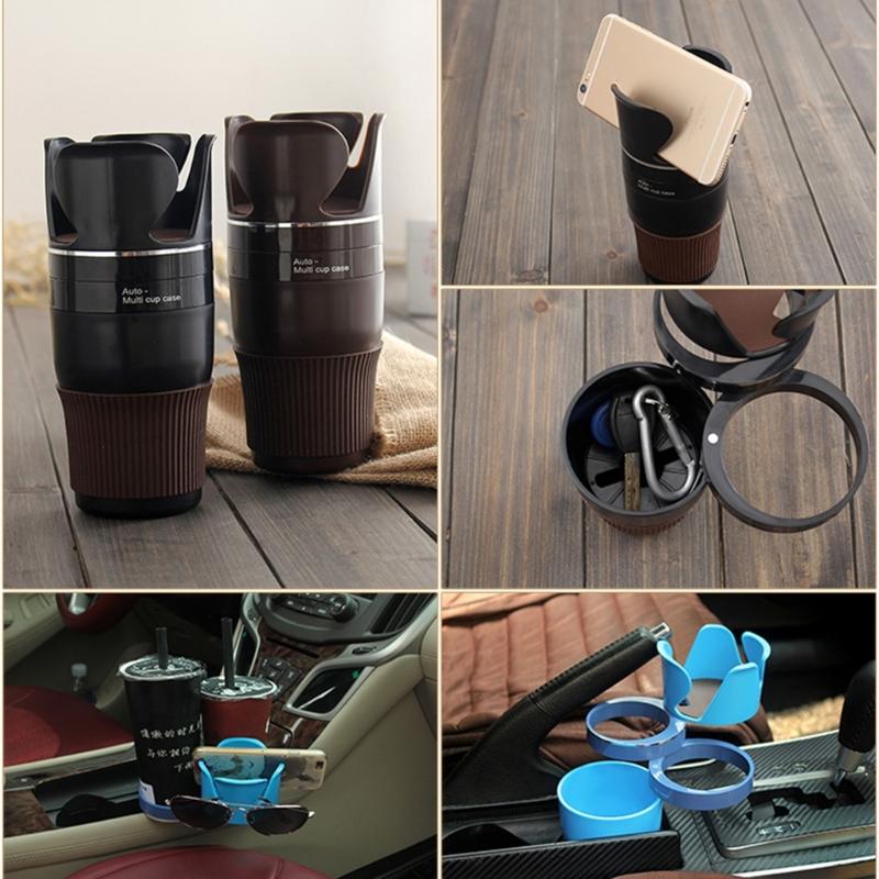 360° Rotating Car Beverage Rack with Key Storage Multipurpose Car Bottle Mount