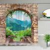 Tenda da Doccia da Giardino Esterna Muro a Fiori Arco Architettura Piante Fiori Paesaggio Poliestere Tende Sospese Decorazioni Bagno