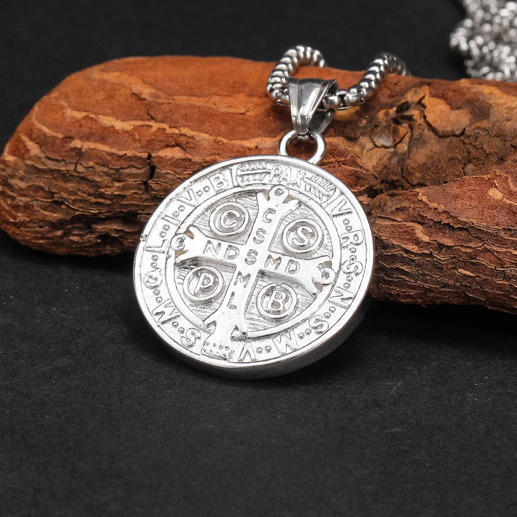 St.Benedict Exorzismus Edelstahl Zweiseitige Halsketten für Männer Zweiseitige Anhängerkette Kraftvolles Amulett Vintage Neu für Frauen Schmuck