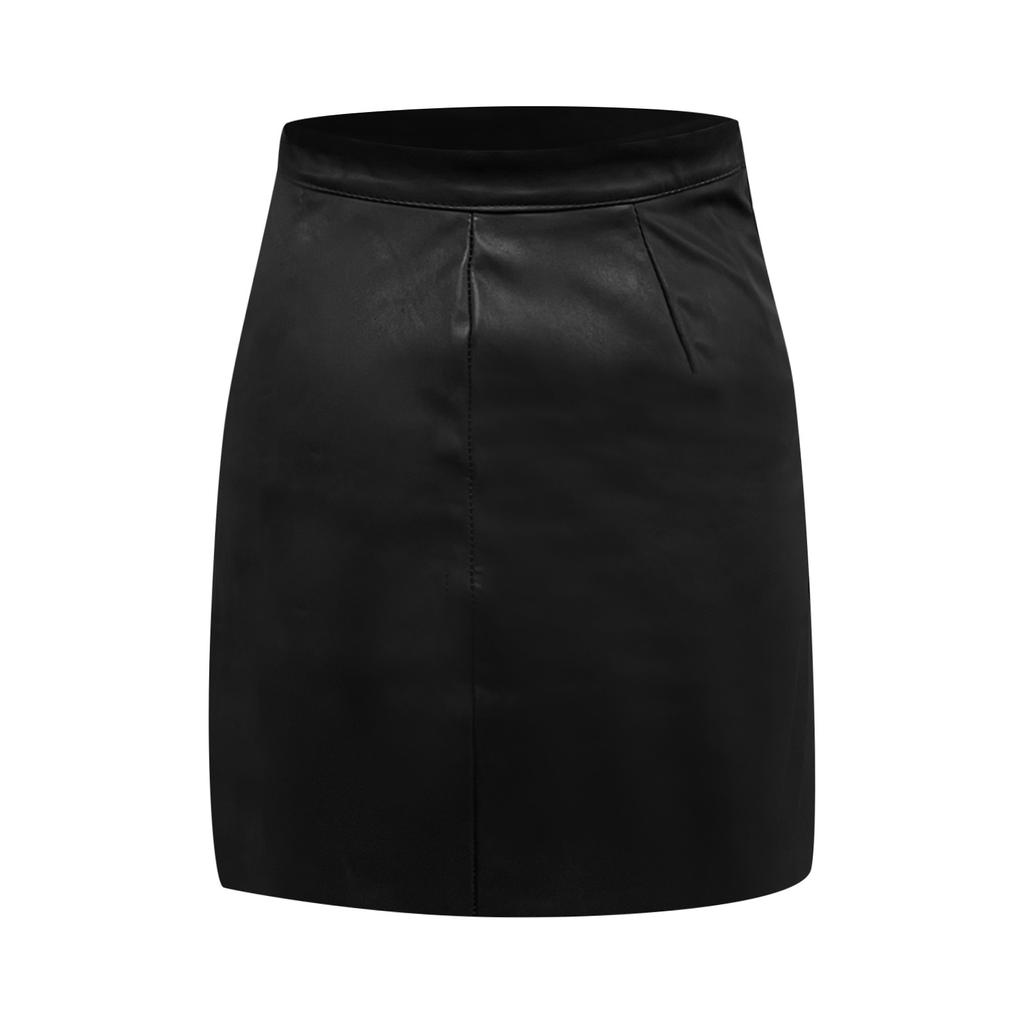Women's Fashion Temperament Color Leather Sexy High Waist Bag Hip Short Skirt