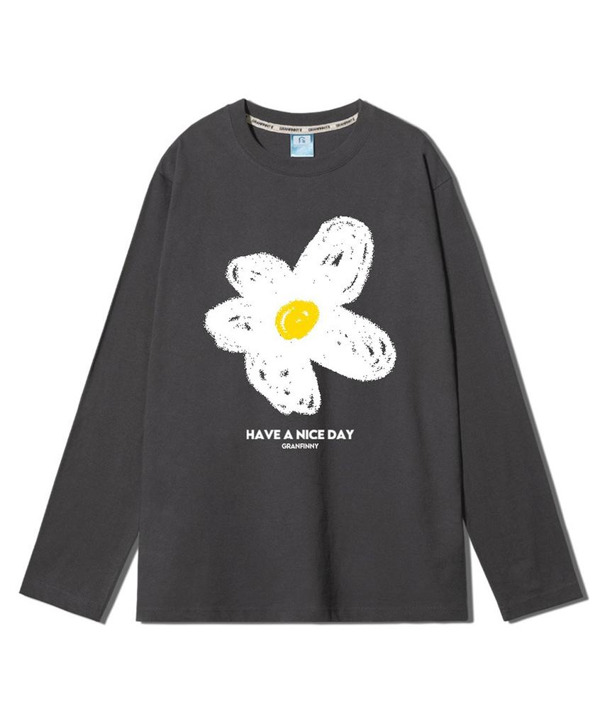 Geulaenpini Daisy Flower Regular Long Sleeve - Grey