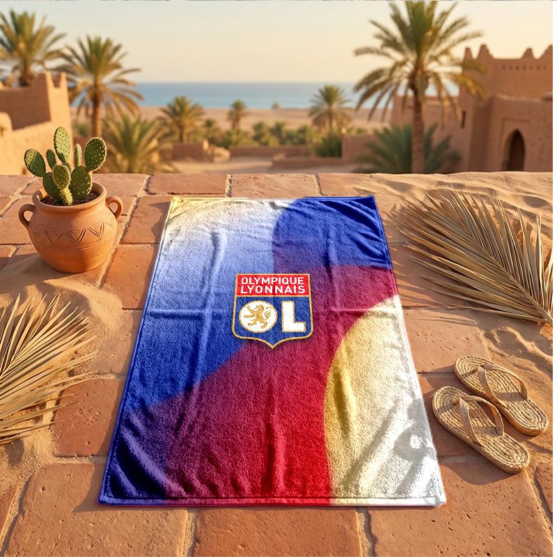 Lyon FC Baskılı Mikrofiber Plaj Havlusu Hızlı Kuruyan Emici Büyük Havlu Plaj Yüzme Seyahat İçin