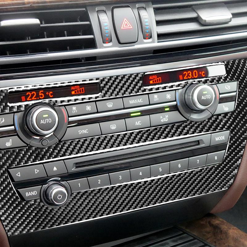 For BMW X5 X6 F15 F16 14-19 Car Styling Real Carbon Fiber Car CD Control Panel Stickers CD Panel Frame Decorations