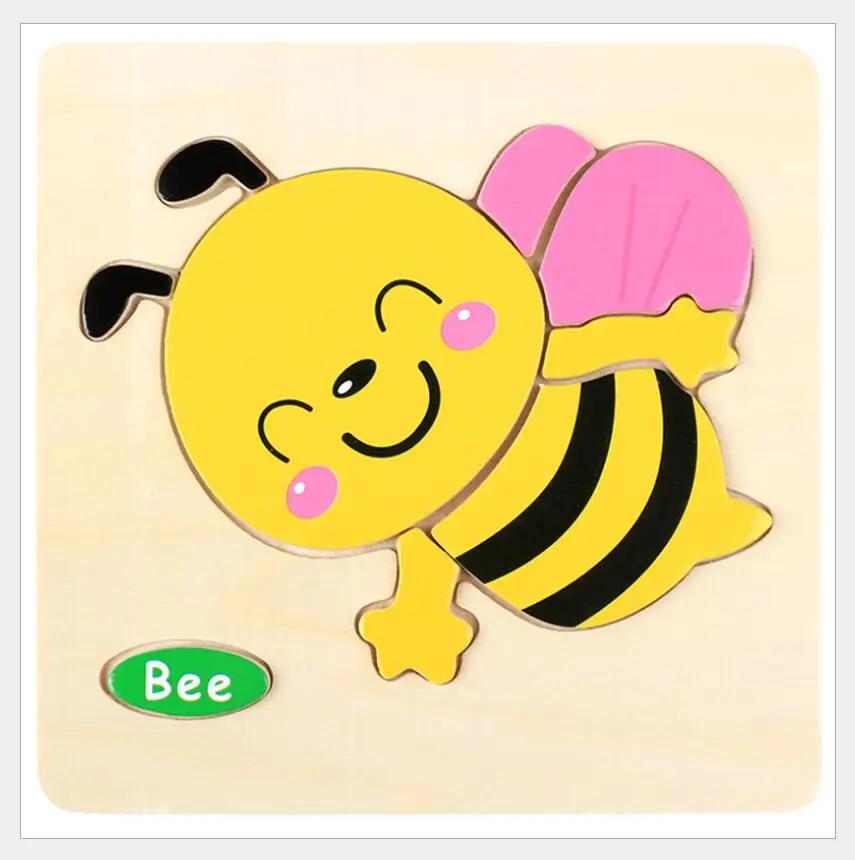 1pc 14.7cm/5.79in Wooden 3D Puzzles Jigsaw Game Cartoon Animal Pattern Kids Montessori Early Educational Toys for Children
