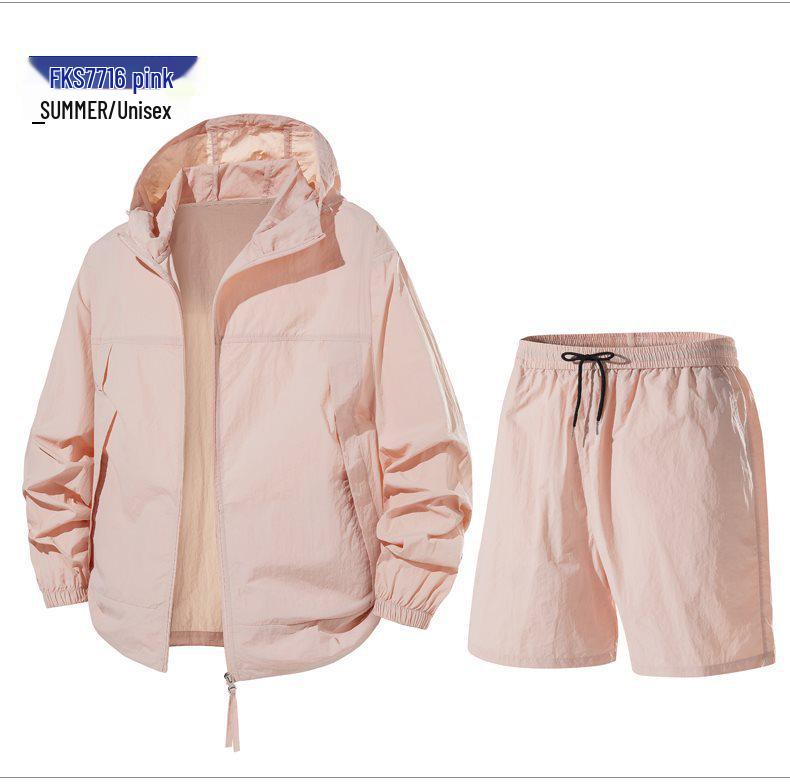 Traje deportivo casual de verano para hombre: Conjunto de seda helada transpirable con protección solar.