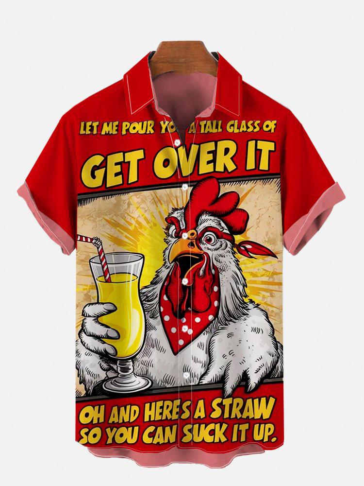 Men's Hawaiian Shirt Street Tide Hip Hop Lamb Cock 1D Digital Printing Short Sleeve Tops Wholesale