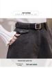 Women's High-Waisted Woolen Bootcut Shorts - A-Line Wide-Leg Black Pants for Fall/Winter 2025