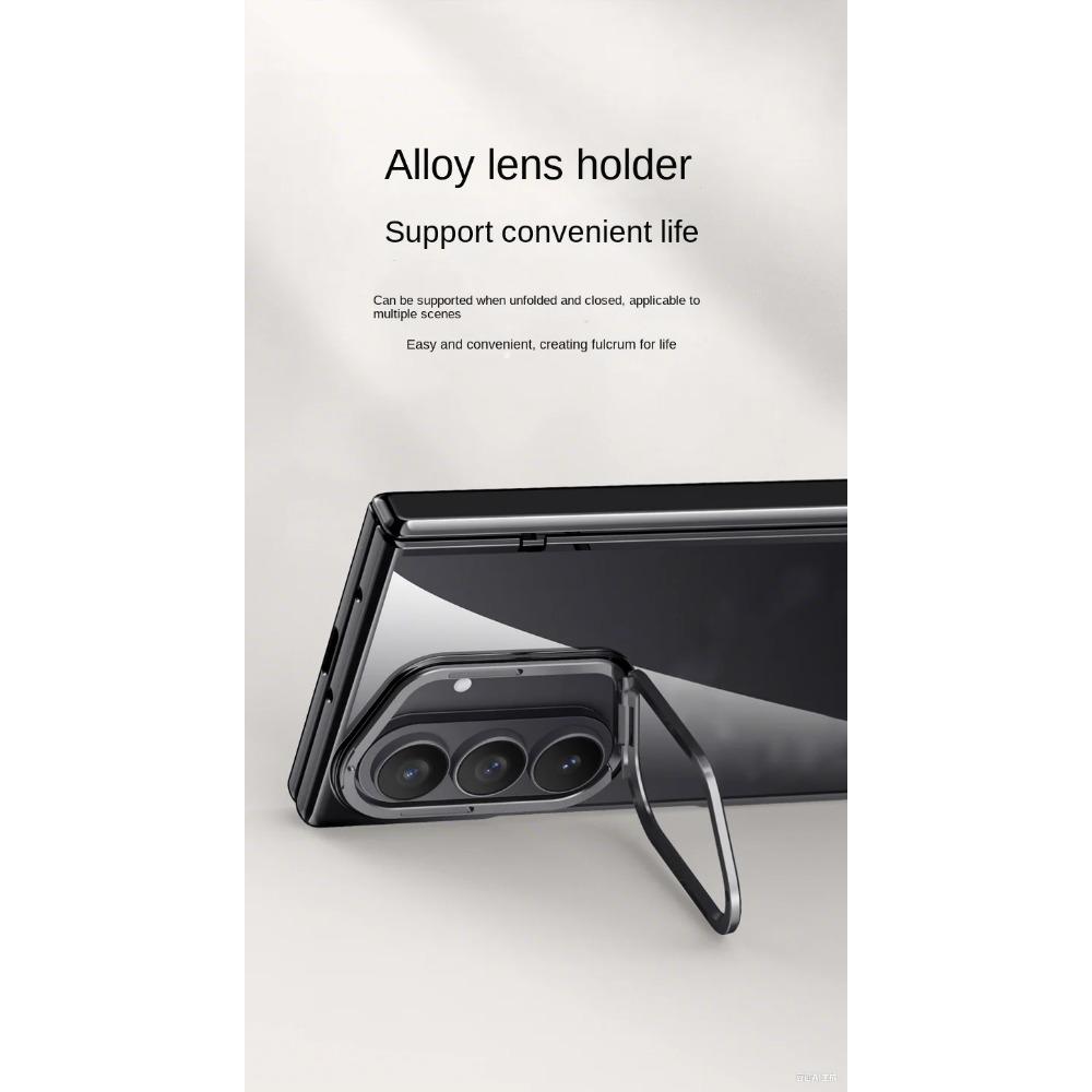 Transparent Privacy Screen Tempered Glass Protector Phone Case for Samsung Galaxy Z Fold7 All-inclusive Spring Hing Holder Cover