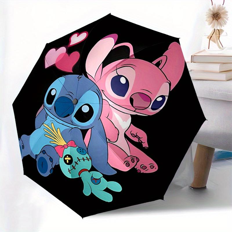 Stitch, Liebe Automatisches Öffnungs- und Schließschirm - 8 Rippen Tragbarer Faltregenschirm mit Kunststoffgriff, Geeignet für Freizeit und Halloween