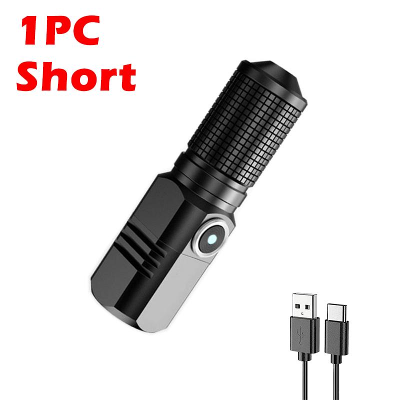 Powerful Led Flashlight XHP50 Use 18650 Battery Shot Long Smart Type-c Rechargeable Torch Lamp Waterproof Flashlight For Camping