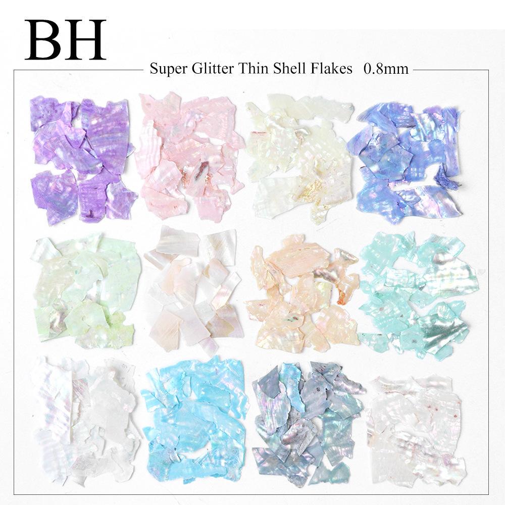 1 Krabička Nehty Abalonová skořápka Fragmenty Textura Přírodní mořská skořápka 3D Ozdoba Skořápka Nail Art Dekorace DIY Kosmetické nástroje