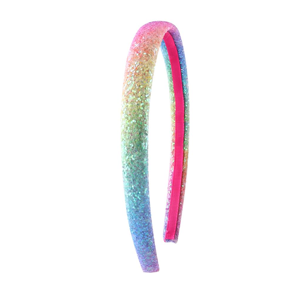 Glitter Rainbow Headbands Sweet Hairband Children Head Bands For Girls Sequin Printed Heart Mermaid Headband Kids Hair Piece