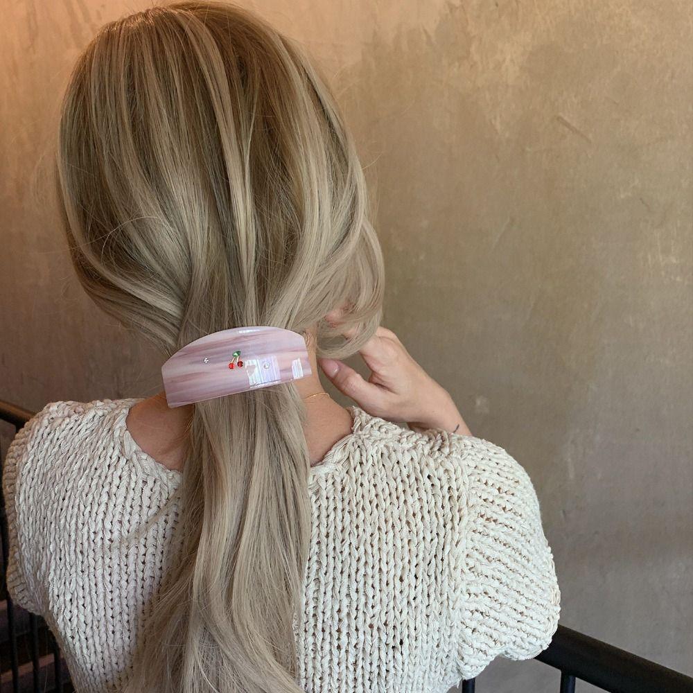 Diamond-Studded Hair Clip Butterfly Shape Shark Clip Fashion Acetate Hair Claw  Back-Head Updos