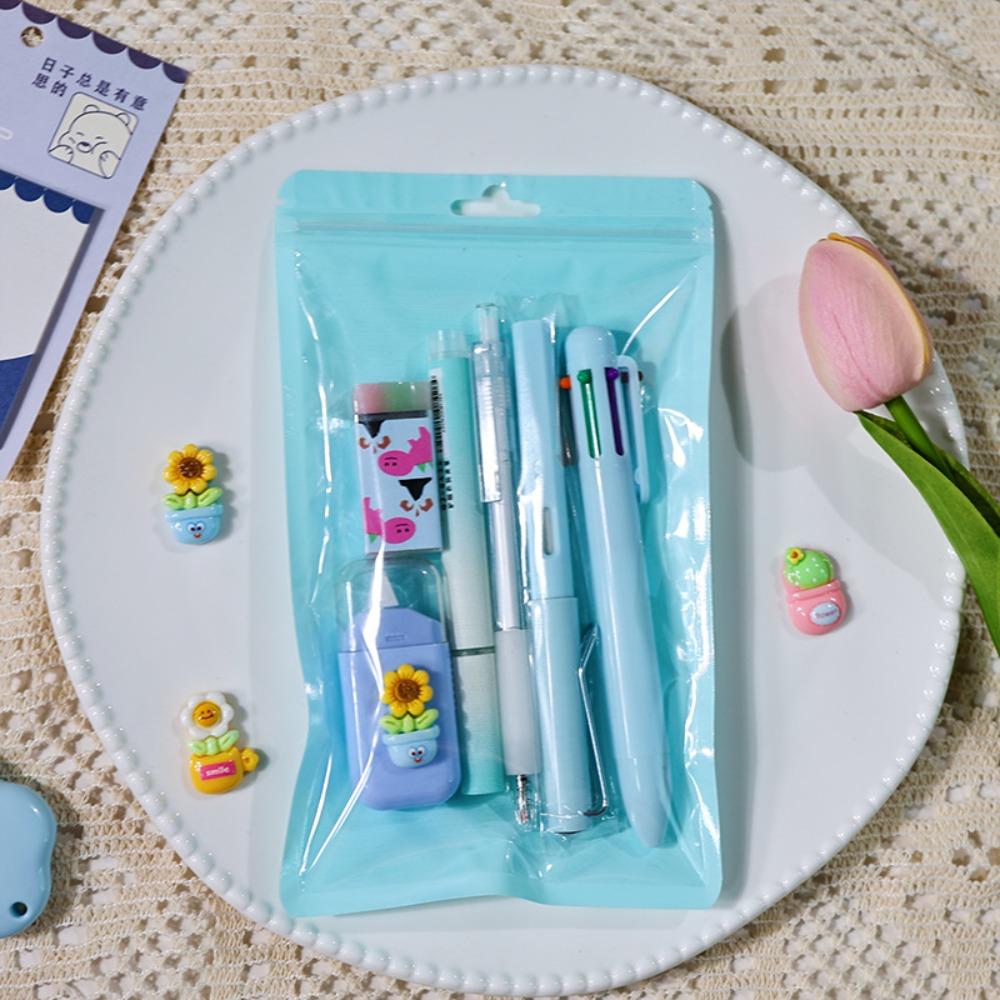 Correction Tape Pencil Eraser Highlighter Ballpoint Pen Set Cute 6-in-1 Stationery Set  Kids Gift